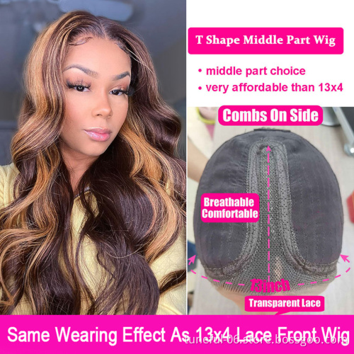 Natrual Black Blonde Highlights Wig Mix Color Deep Wave Curly Pre Plucked HD Transparent Lace Front Raw Virgin Human Hair Wigs